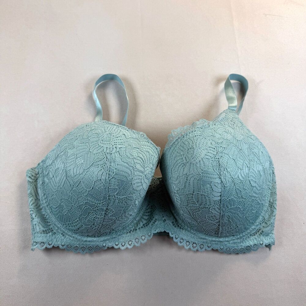 Dreamwear Love Your Curves Lace Underwire Bra 38DD Aqua Padded Full Coverage